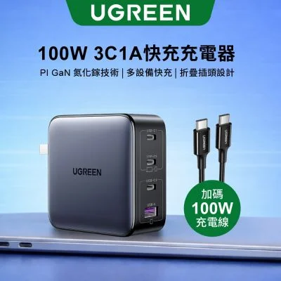 UGREEN 100W 3C1A 氮化鎵快速充電器